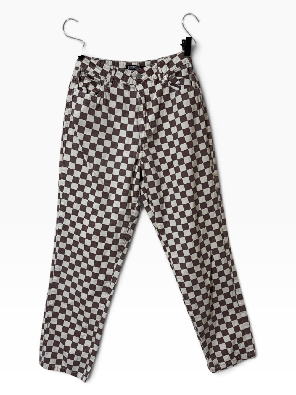 Y2K Black White Checkered Skinny Jeans Size 8